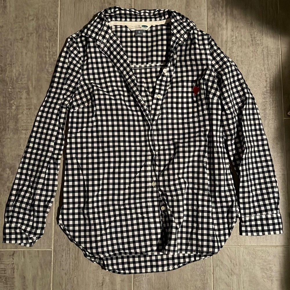 Heart Detail Plaid Top